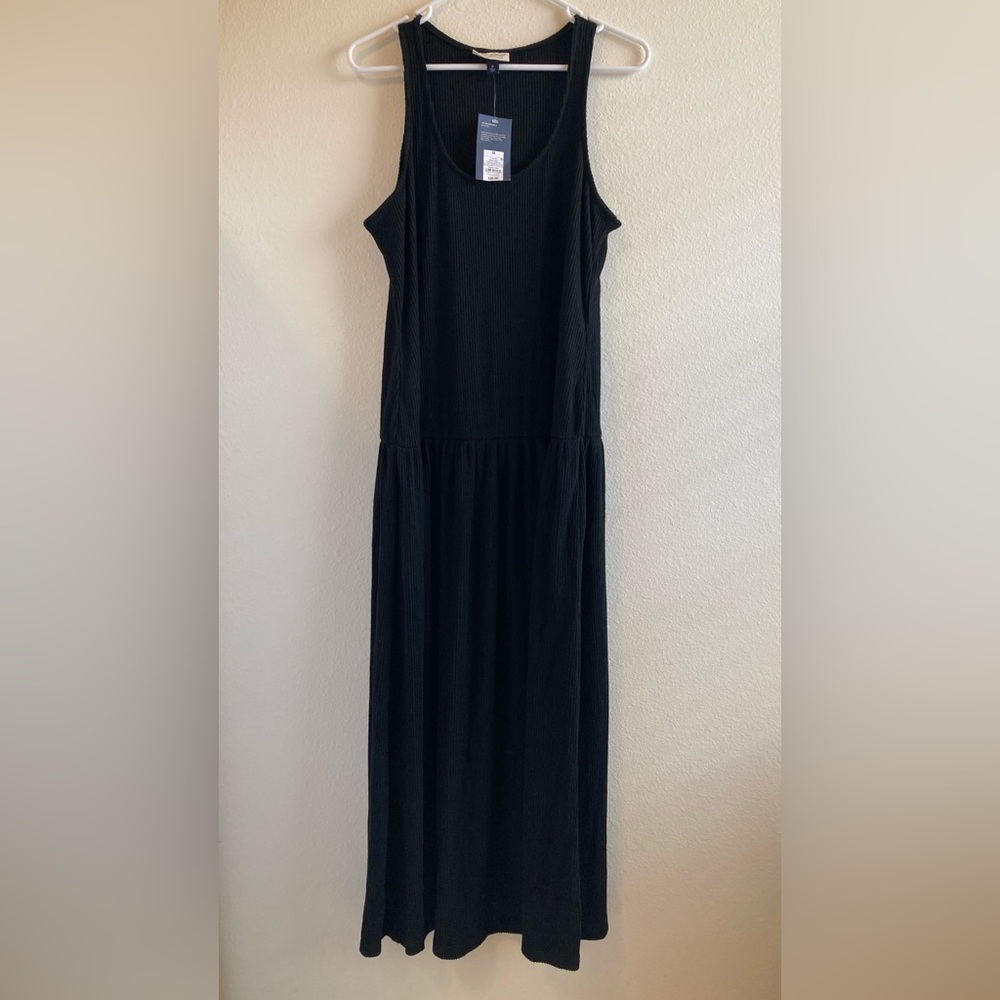 NWT Universal Thread Black Sleeveless Ribbed Maxi Dress with Drop Waist Size M
